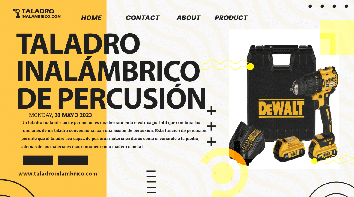 Un taladro inalámbrico de percusión es una herramienta eléctrica portátil que combina las funciones de un taladro convencional con una acción de percusión. Esta función de percusión permite que el taladro sea capaz de perforar materiales duros como el concreto o la piedra, además de los materiales más comunes como madera o metal